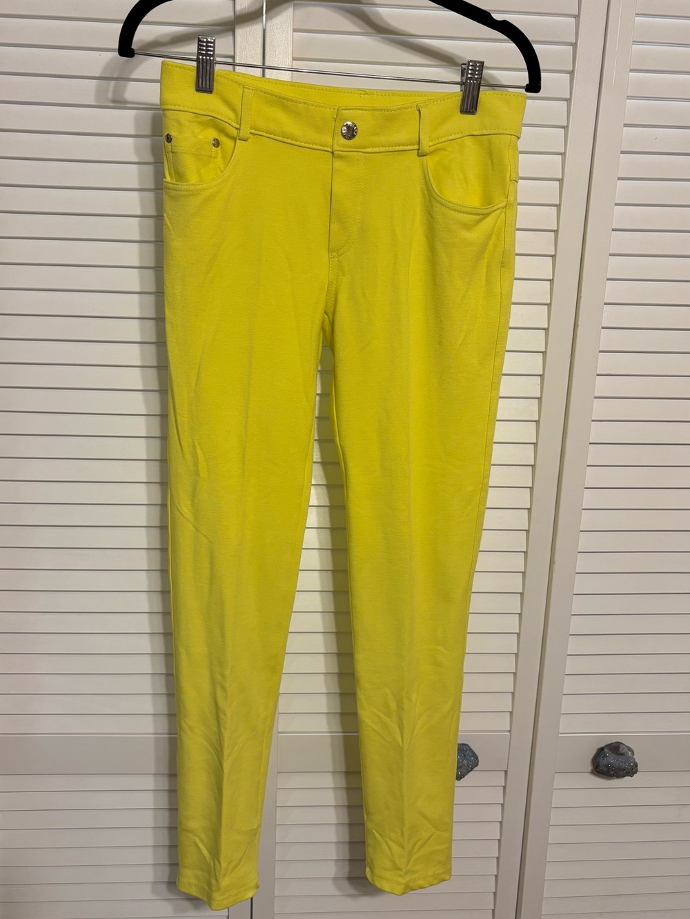Yelete Neon Yellow Slim Stretch Low Rise Pants